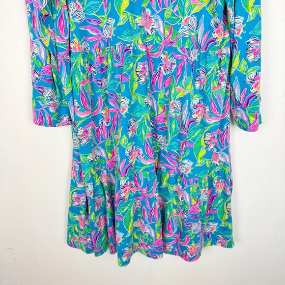 NWT Lilly Pulitzer Alaina Dress Formentera Turquoise Keep On Beleafing Size XL - Picture 11 of 12